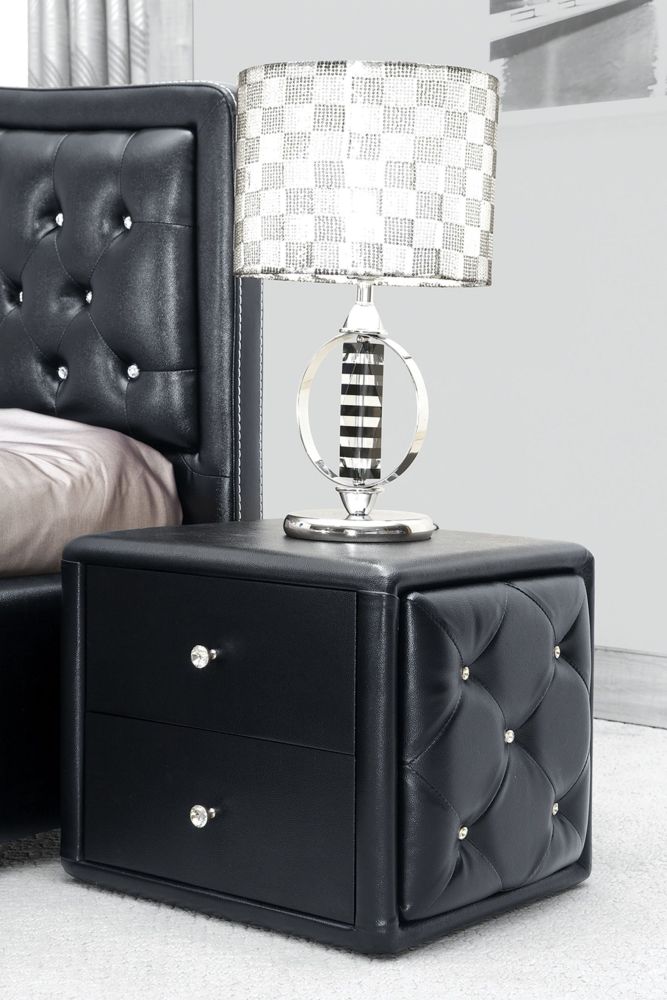 Chevet - table de nuit noir design en bois mdf L. 40 x P. 47 x H. 43 cm Collection Velho