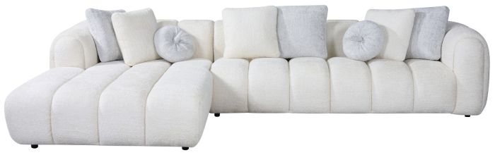 Canapé d'angle gauche design en tissu blanc collection ELVIS