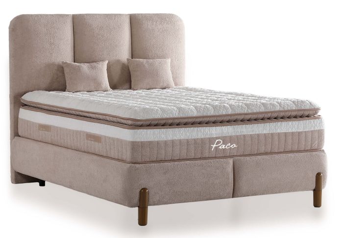 Lit coffre 180X200 cm design en bois mdf coloris beige collection PACO