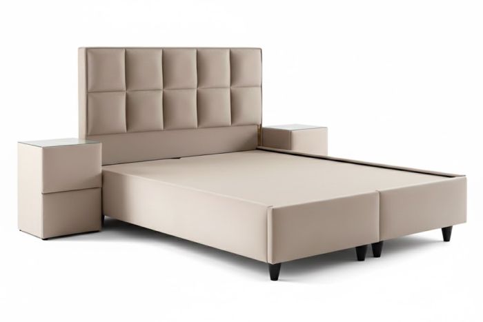 Lit coffre 160x200 cm design en bois mdf coloris beige collection SOLID
