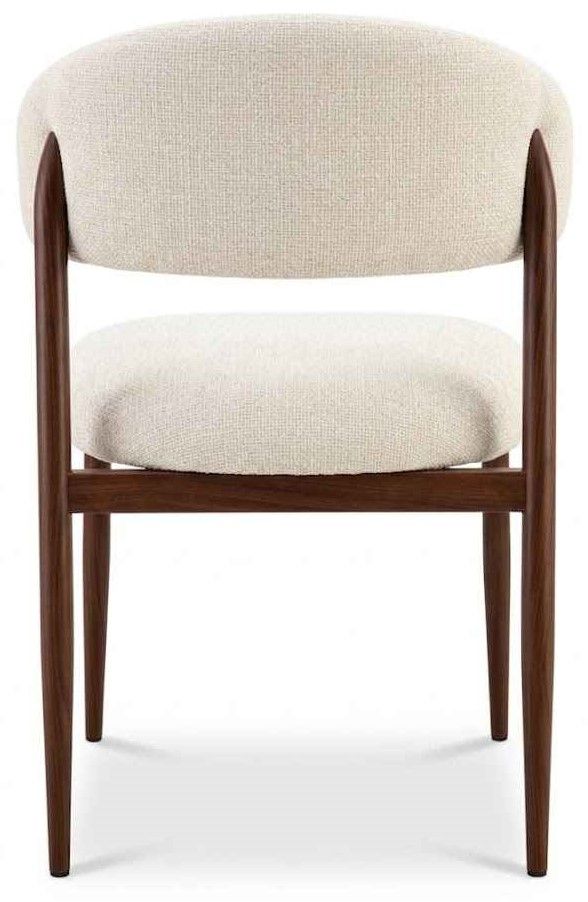 Chaise de salle à manger design revêtement en tissu beige et pieds en acier effet noyer L.53 x P.59 x H.82 cm collection MARBELLA