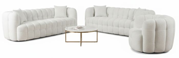 Ensemble canapés 3+3+1 design en tissu coloris beige collection ARIES