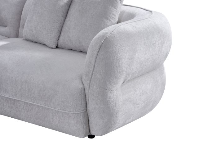 Canapé d'angle réversible design en tissu blanc perle collection ORTEGA