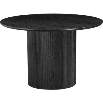Table de salle à manger ronde design plateau en MDF veneer et pieds en MDFveneer coloris Noir D.120 x H.76 cm collection WILMA