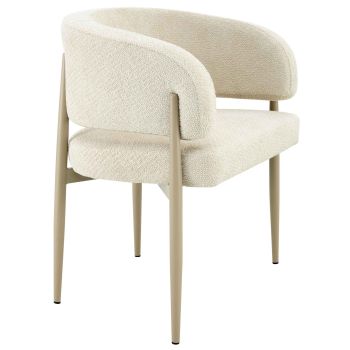 Chaise de salle à manger design revêtement en tissu beige et pieds en acier beige L.65 x P.54 x H.78 cm collection LOTUS