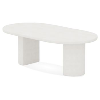 Table de salle à manger design plateau en Bois mdf avec peinture laqué effet beton coloris blanc L.230 x P.115 x H.77 cm collection MILA