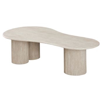 Table basse design plateau en marbre artificiel et pieds en MDF coloris Beige L.150 x P.80 x H.39.5 cm collection DEBRA